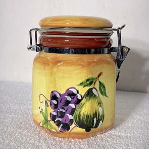 Vintage Mayfair & Jackson Painted Fruit Ceramic Canister Countrycore 90s